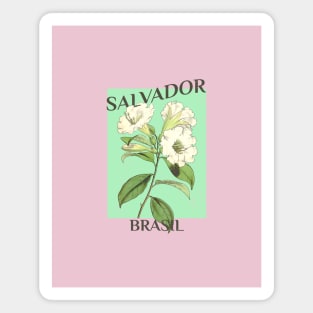 Salvador Brazil Floral Illustration Magnet